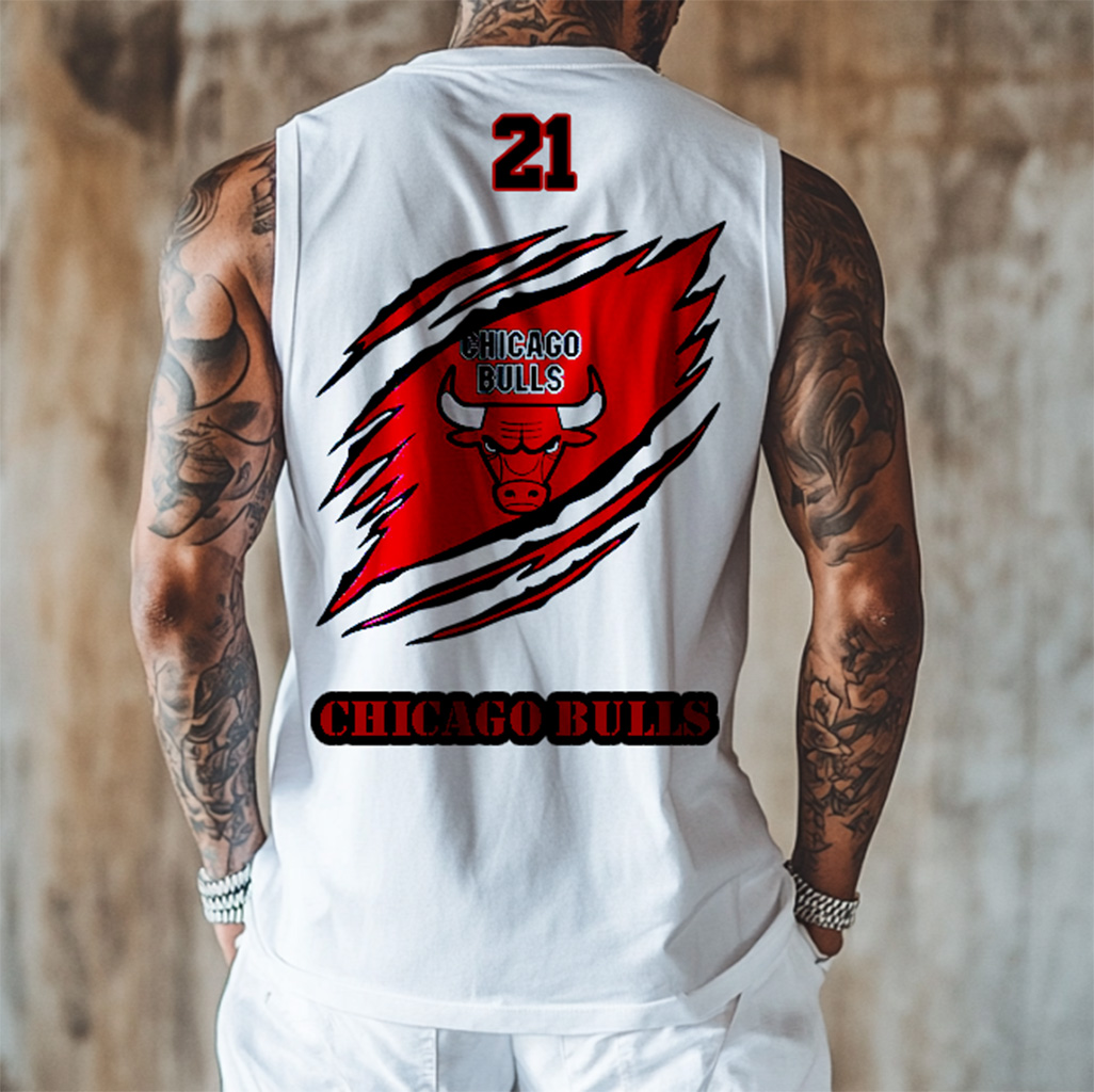 Chicago Bulls Ripped Design Tank Top