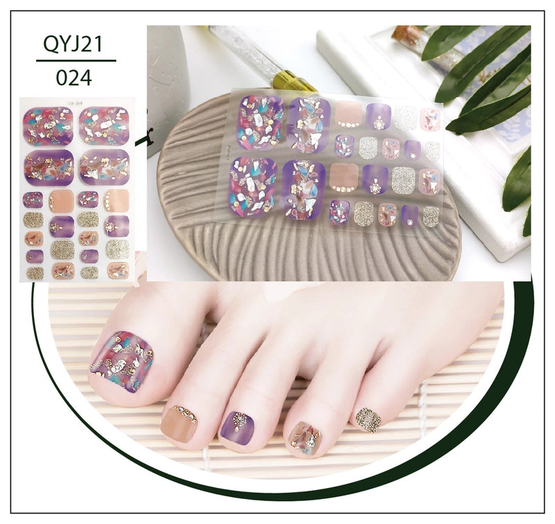 Explosions Foot Nail Stickers Summer Toenail Stickers Bronzing Imitation Diamond Nail Stickers Waterproof Foot Stickers