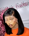 Bob Wigs 100% Human Hair Straight Wig 13x4 Full Lace Frontal Wig 12inches black Hair Pre Plucked 