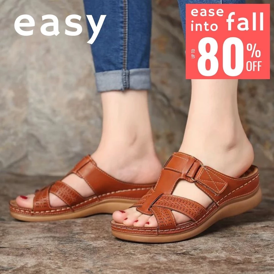 EASY Comfy Lightweight Leather Open Toe Sandal