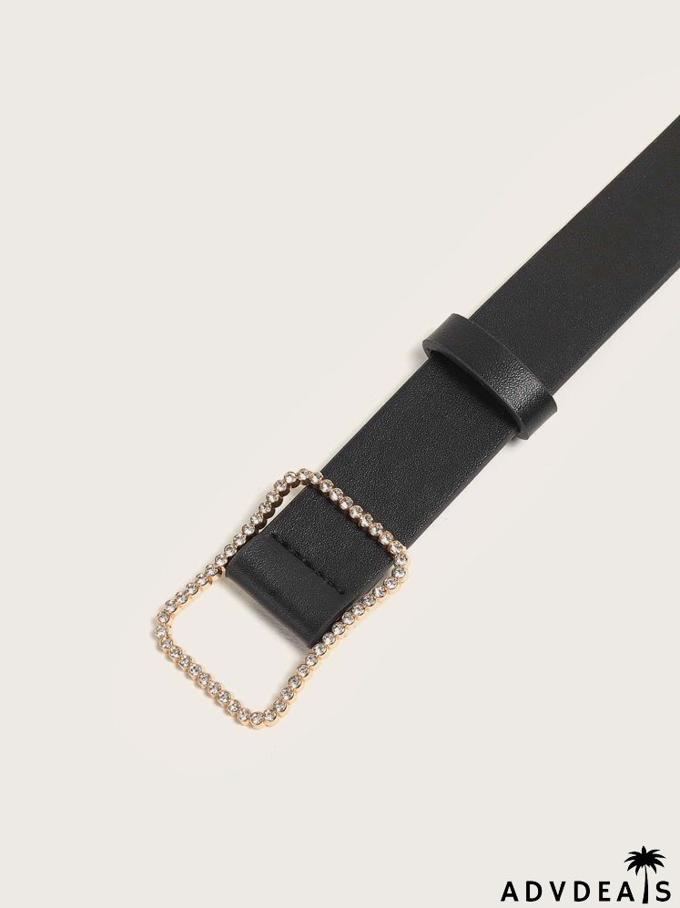Rhinestone Decor Buckle Belt