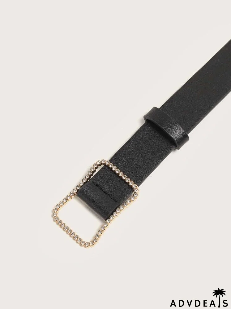 Rhinestone Decor Buckle Belt
