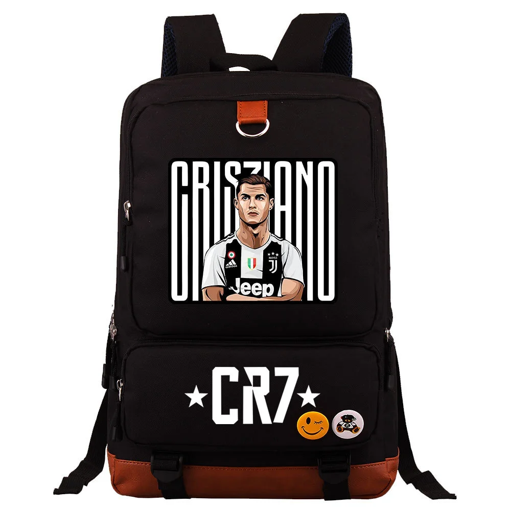 Buzzdaisy Cristiano Ronaldo Printed Square Backpack - Large Capacity and Laptop Compartment