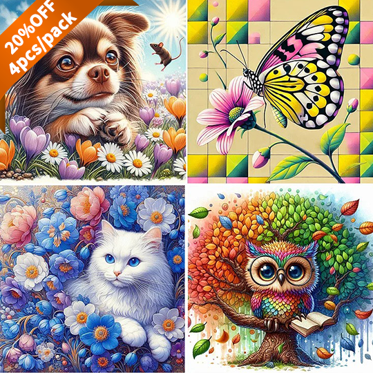 Dog And Mouse - Full Round Drill Diamond Painting - 30*30CM(Canvas)