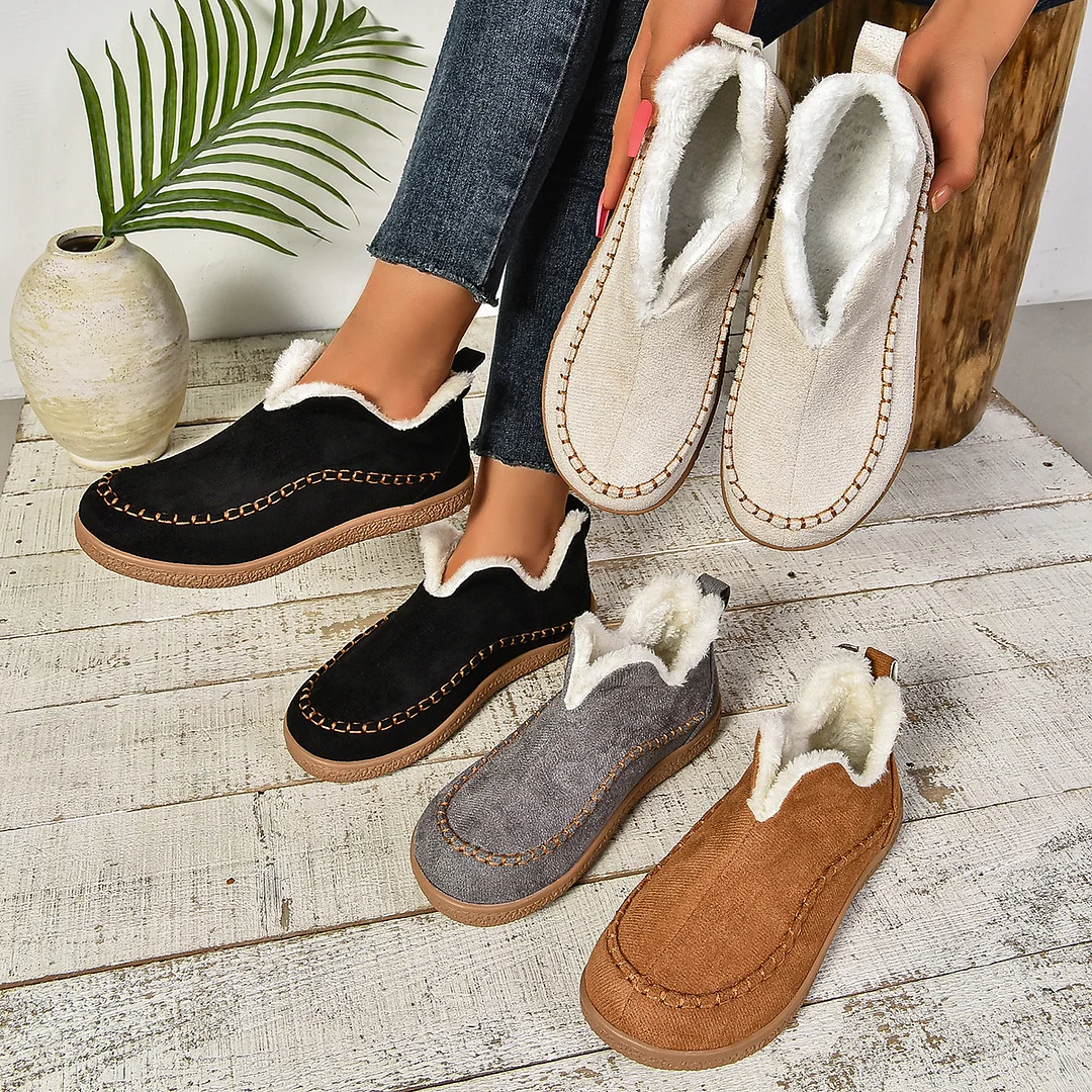 Breakj Breakj The Winter Of 2025, The New Women's Warm Cotton Shoes Are Warm And Cotton Shoes Are Pure Color And Velvet And Thicken To Keep Warm.