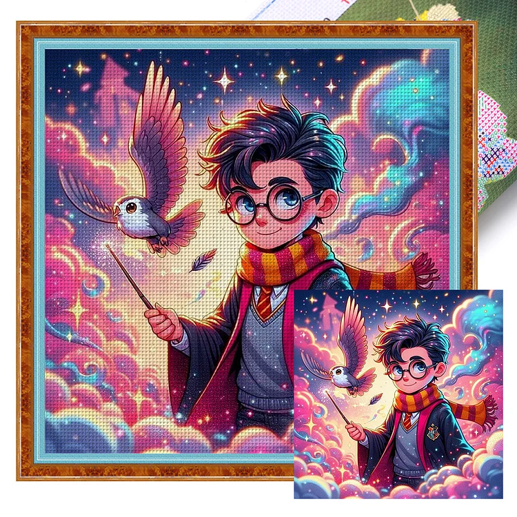 Harry Potter With Magic Wand (50*50cm) 11CT Stamped Cross Stitch gbfke