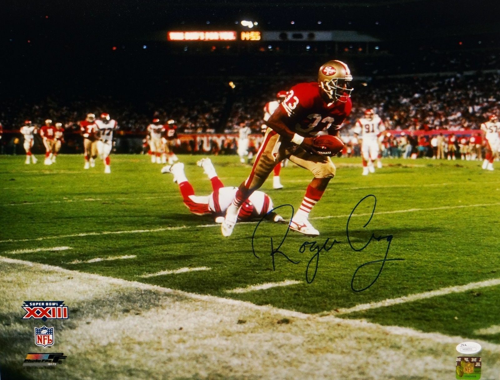 Roger Craig Autographed 49ers 16x20 Running in Super Bowl Photo Poster painting with JSA W Auth