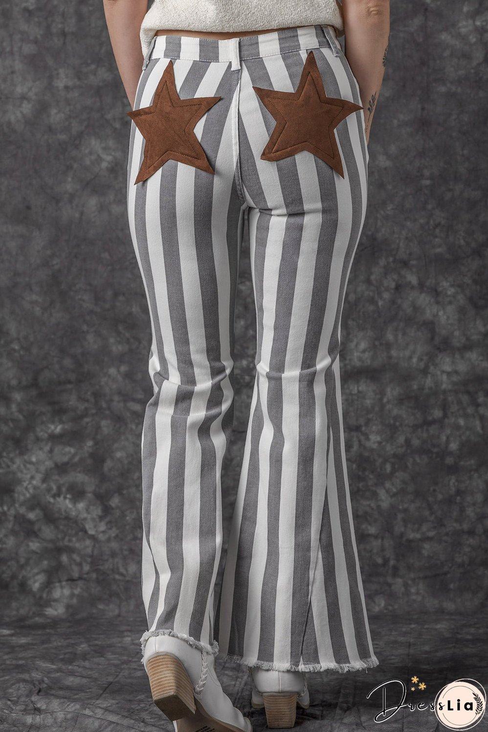 Star Embellished Western Flare Jeans