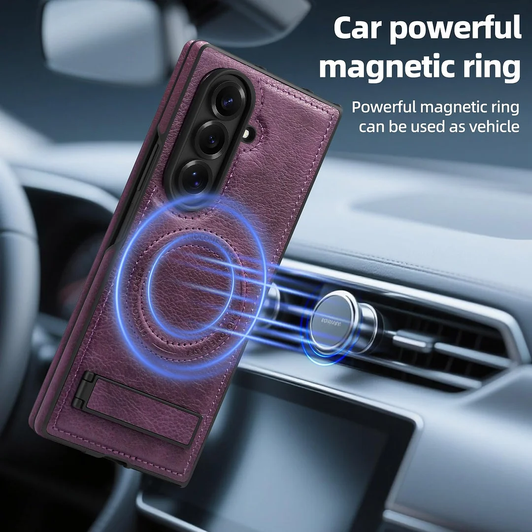 Samsung Galaxy Z Fold 6 Leather Case Magnetic Protective Case Holder Phone Case