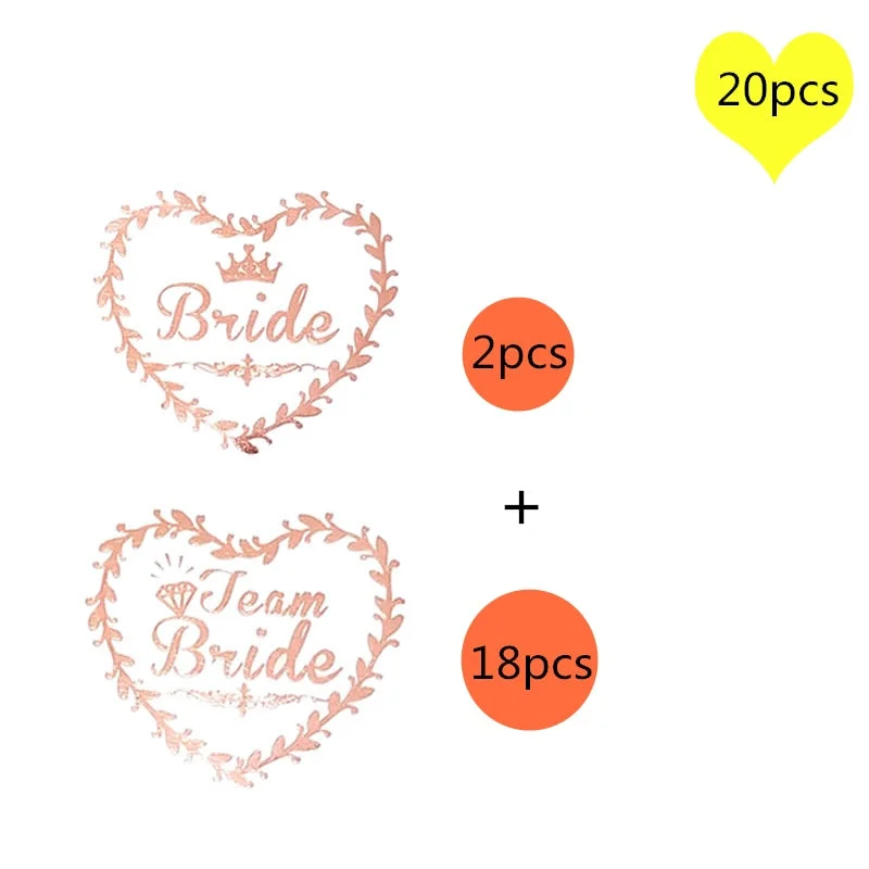 20pcs Team Bride Temporary Tattoos Stickers Wedding Decor Bride To Be Hen Bachelorette Party Decor Bridal Shower Girl Favors,Q
