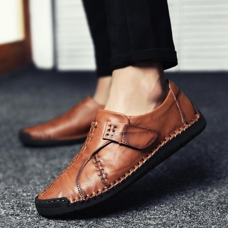 Men's Genuine Leather Flats Shoes Loafers Moccasin Slip On Sneakers Shoes