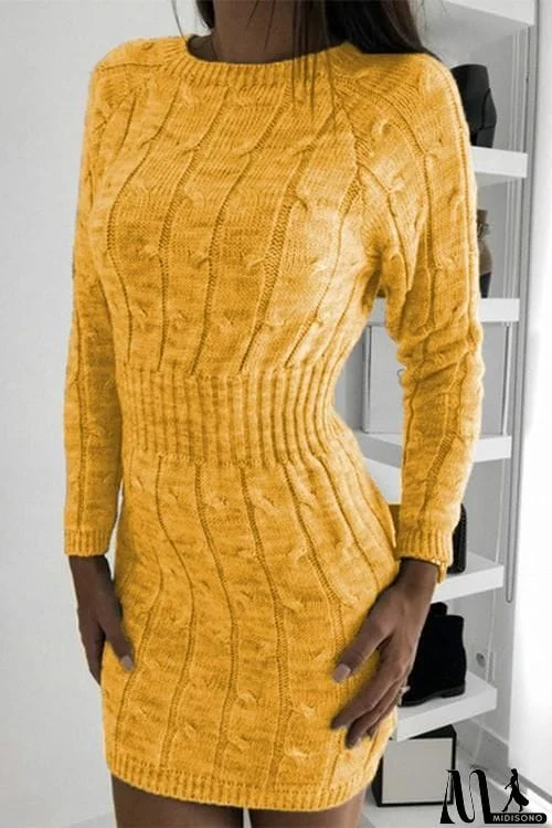 O Neck Sweater Mini Bodycon Dress