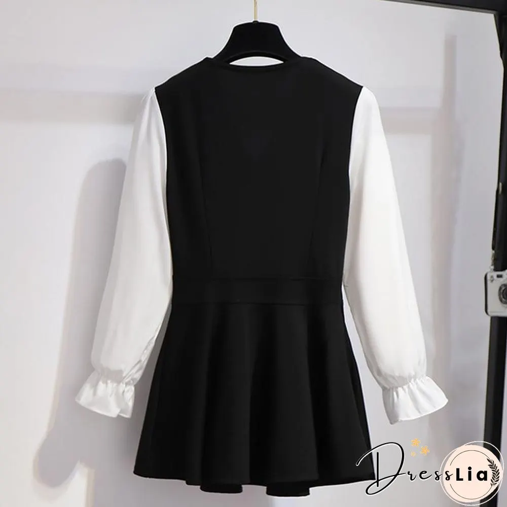 Classic V-neck Coat+Loose Pants P10859
