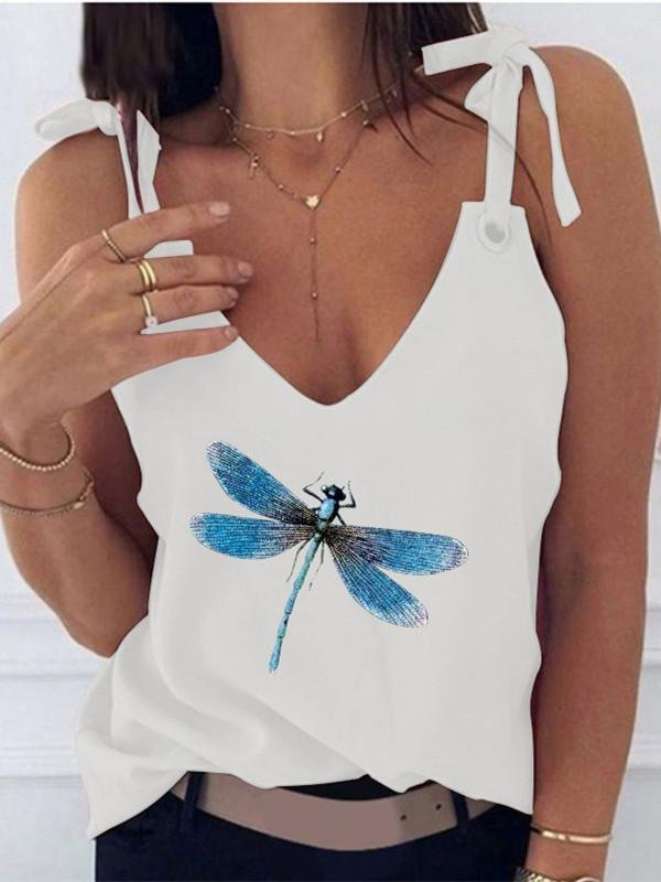 Women Sleeveless V-neck Printed Top