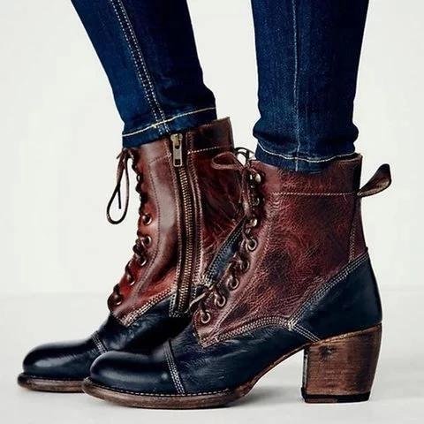 Cool Chunky Heel Strappy Zipper Ankle Boots | EGEMISS