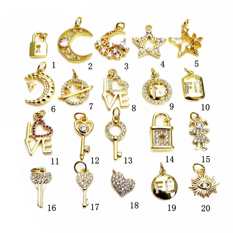 1 Piece Copper Zircon Heart Shape Pendant