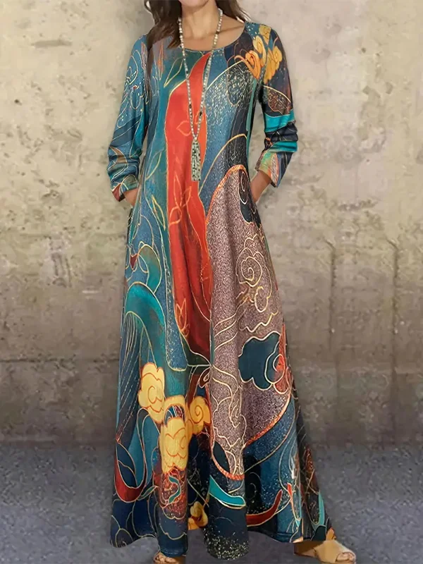 Ethnic Pattern Print Maxi Dress
