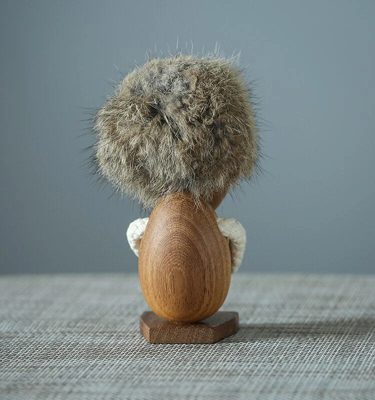 Decoration Crafts Nordic style Danish wood play two small hairy ornaments optimists and pessimists puppet birthday gifts in room