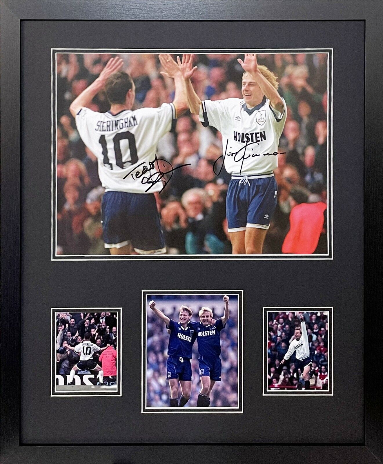 FRAMED SPURS KLINSMANN & SHERINGHAM SIGNED TOTTENHAM HOTSPUR Photo Poster painting PROOF & COA