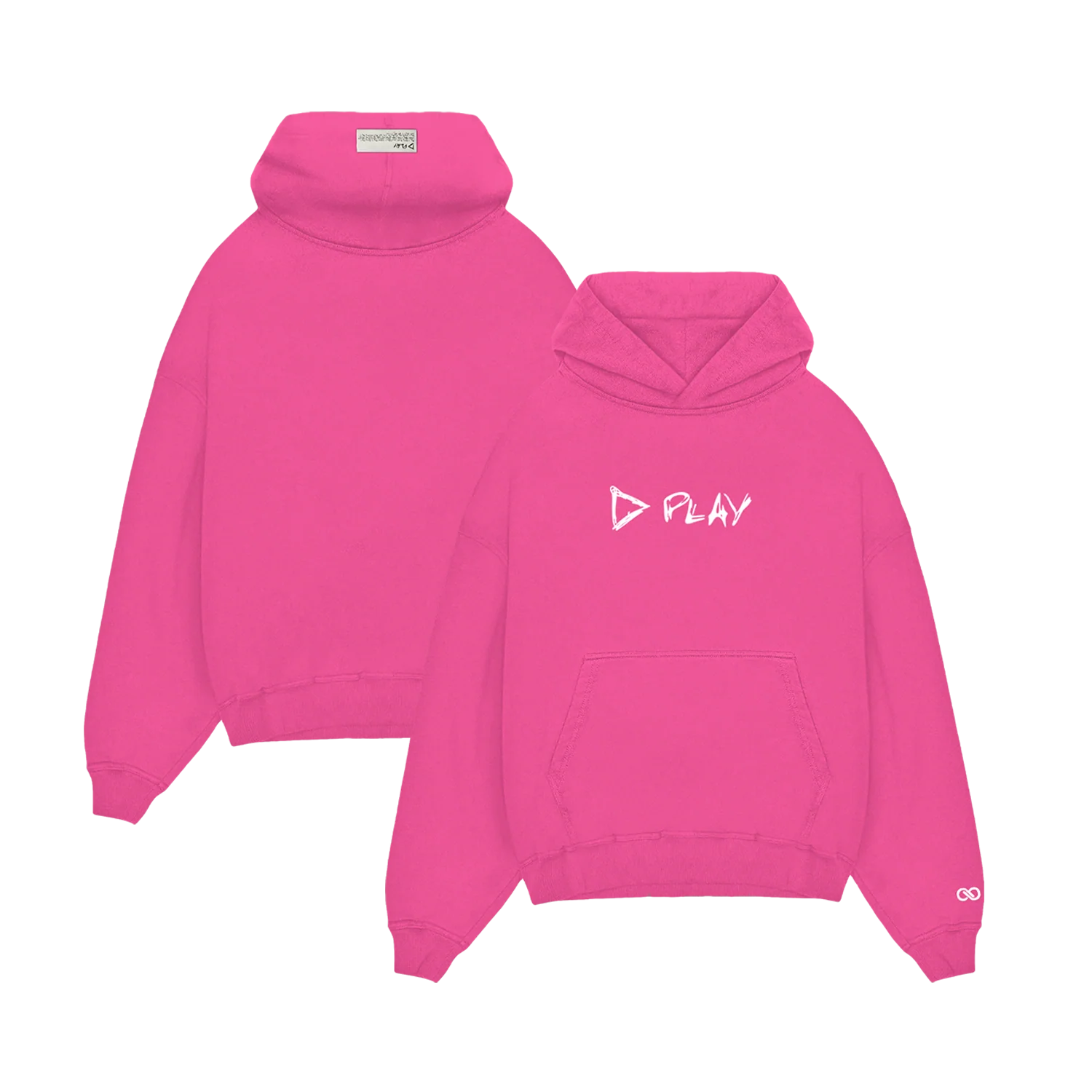 "ed sheeran pink play pullover hoodie front and back view"