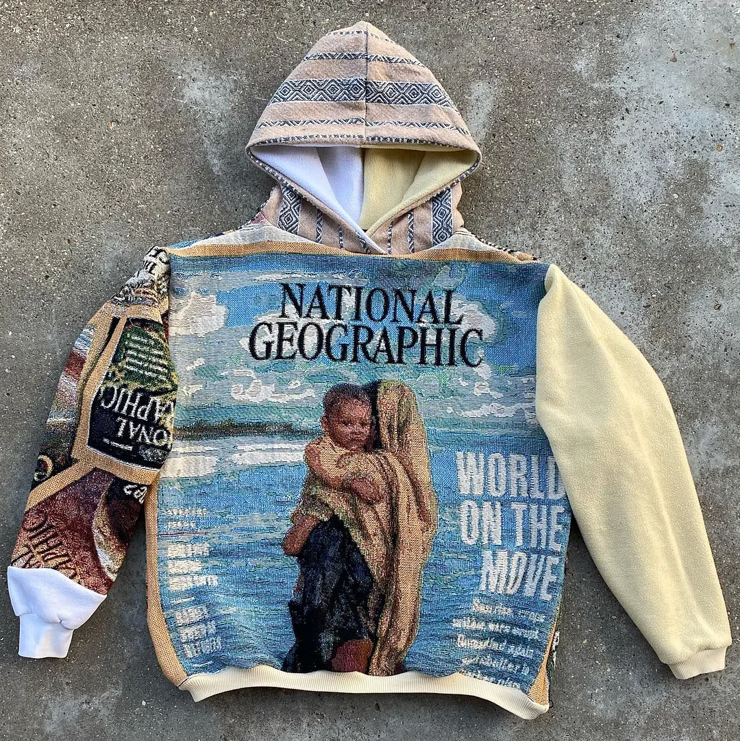 National Geographic Print Long Sleeve Tapestry Hoodies