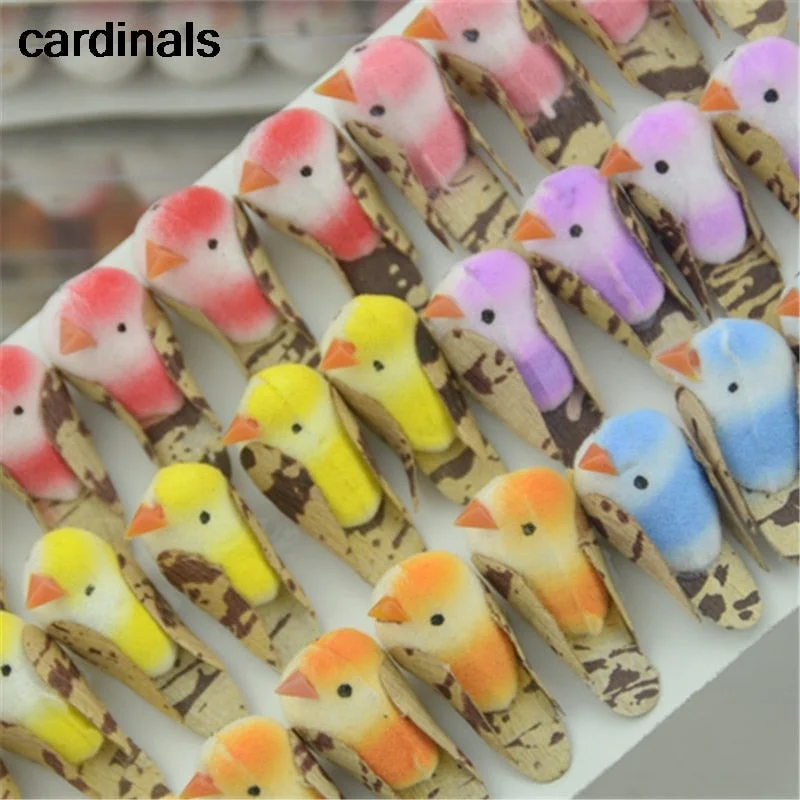 48pcs Colorful Mini Artificial Foam Pe Birds For Wedding Party Decoration Holiday Diy Candy Christmas Box Craft Fake Birds