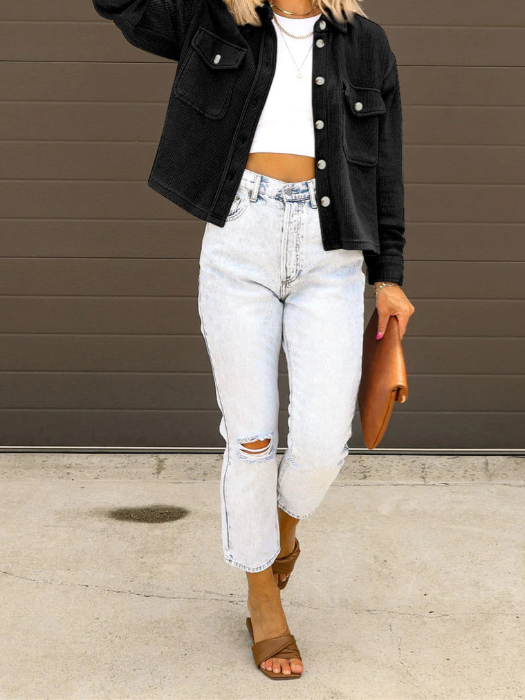 Women Half Sleeve V-neck Solid Color Dress