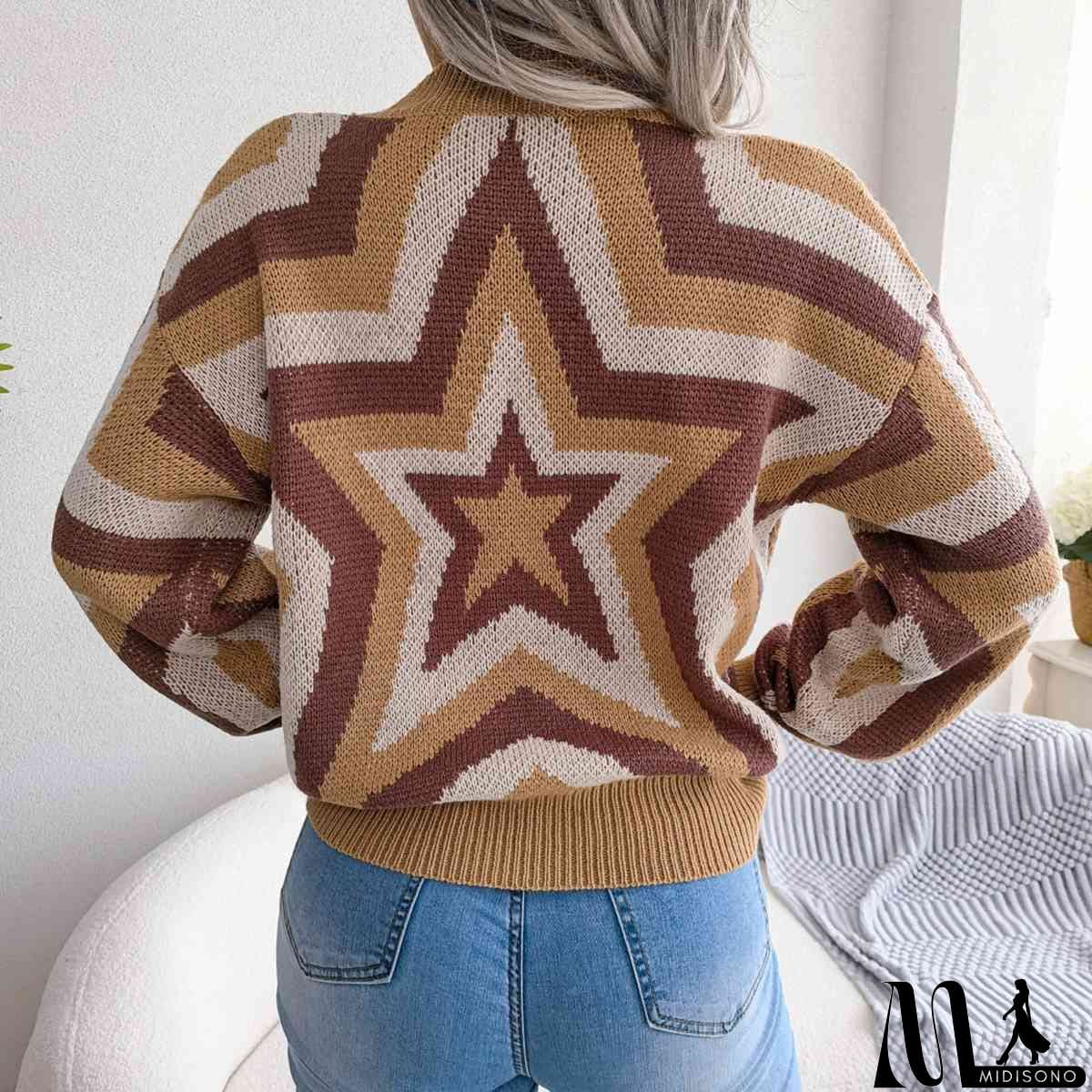 MidiSono - Star Round Neck Sweater