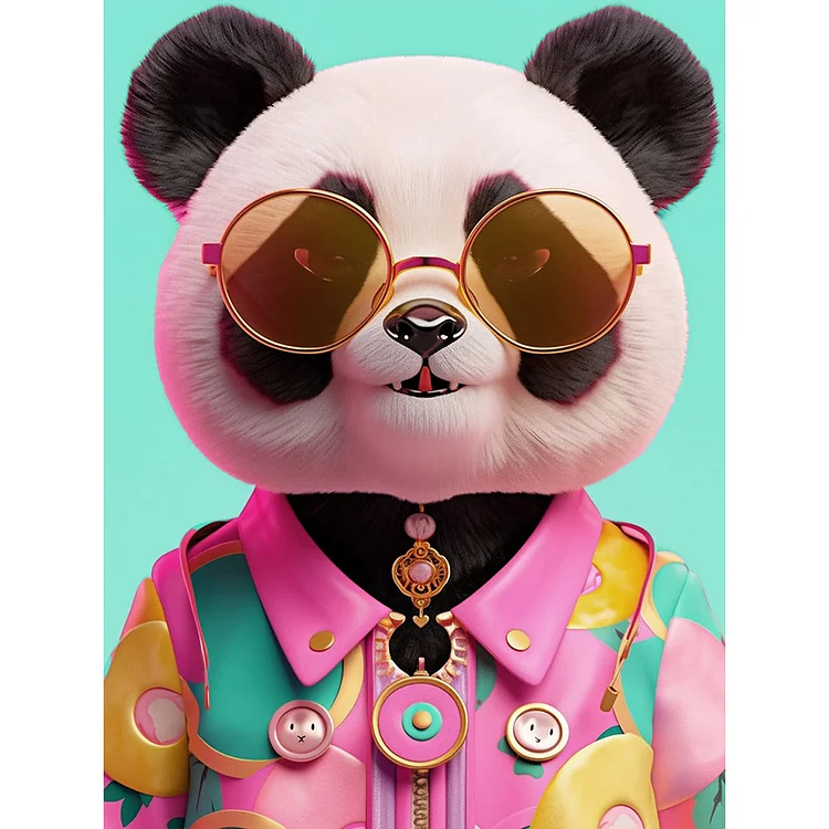 Panda With Glasses 30*40CM(Canvas) Full Round Drill Diamond Painting gbfke