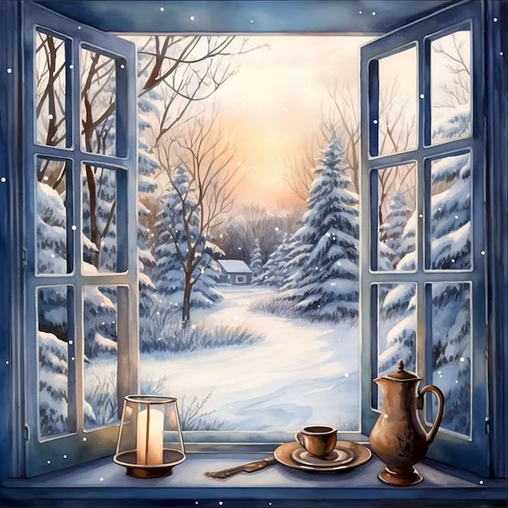 Snow Outside The Window 40*40cm(canvas) full round drill diamond painting