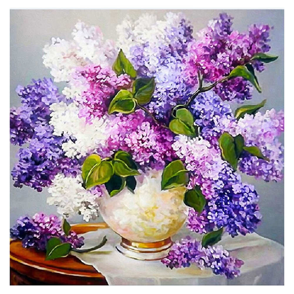 Lavender Vase - Full Round - Diamond Painting