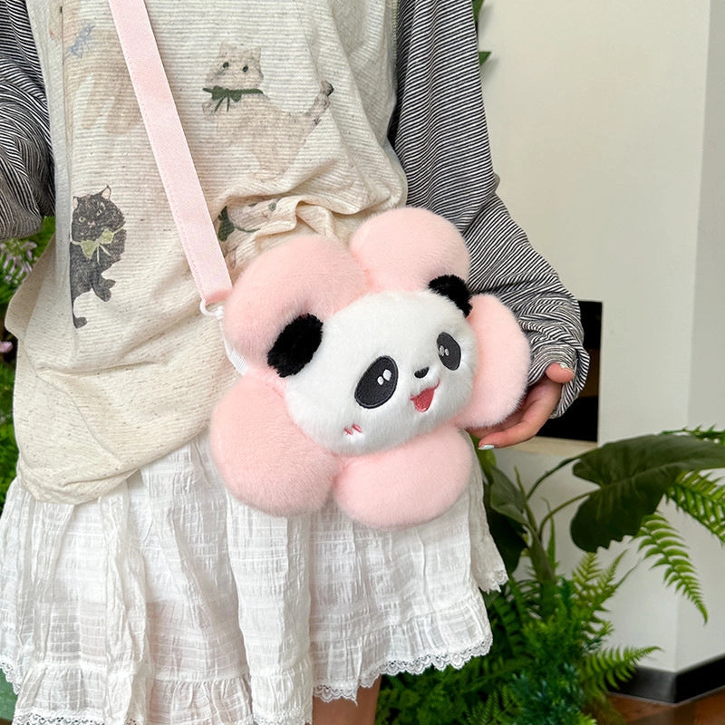 Kid’S Plush Animal Flower Cute Oval Zipper Shoulder Bag Crossbody Bag