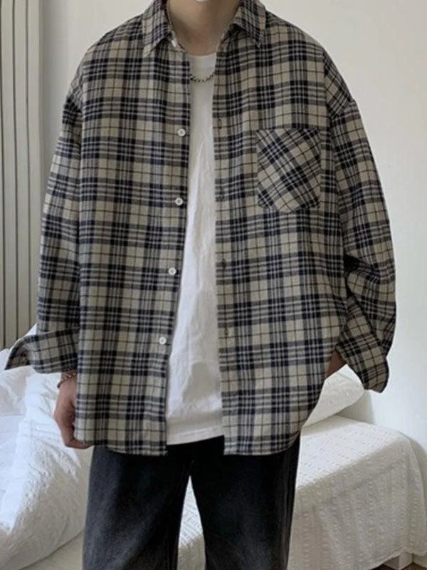 Aonga - Men's Long Sleeve Checkered Shirt