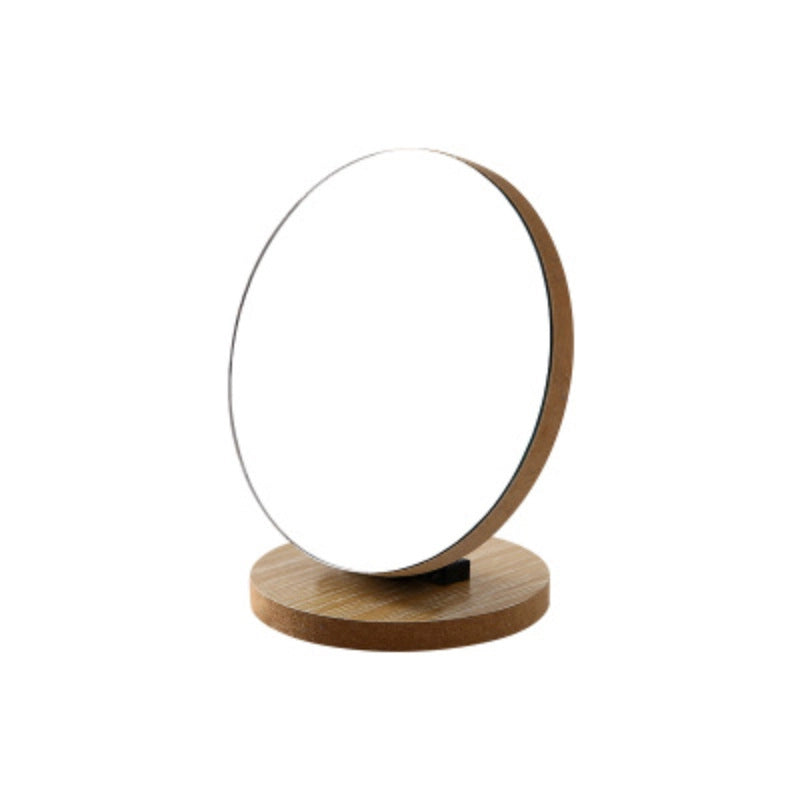 Desktop Makeup Mirror Folding Dormitory Mirror Cyber Celebrity Wooden Household Desktop Standing Small Mirror Women’s Beauty Mirror Dressing Mirror