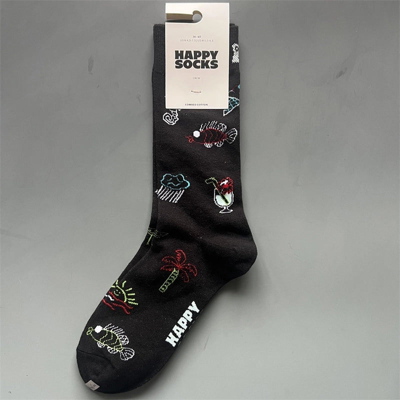 Women’s Vacation Minimalist Polka Dots Cotton Crew Socks A Pair