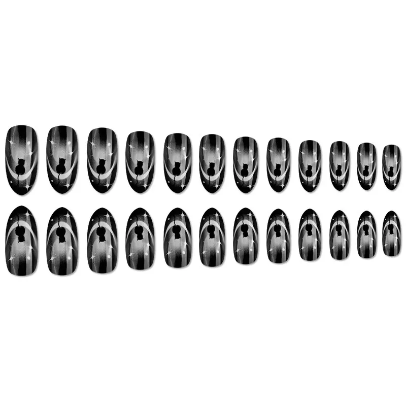 Churchf Nail Nail Moonlight Black Cat White Star Nail Patch Finished Nails