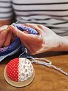Round Pincushions with Wooden Base Sewing Pin Cushion (Random color) tapestrymarket