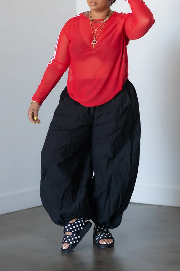 Casual Elastic Waistband Puff Pants