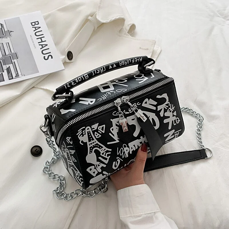 2021 Luxury Design Women Leather Handbags and Purse Fashion Crossbody Bags for Women Graffiti Handbags Shoulder Bags Women Bag