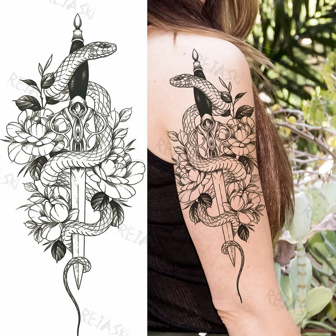 Gangster Wolf Temporary Tattoo For Women Men Death Skull Fake Tattoos Sticker DIY Harajuku Mermaid Waterproof Tatoo Body Art Arm