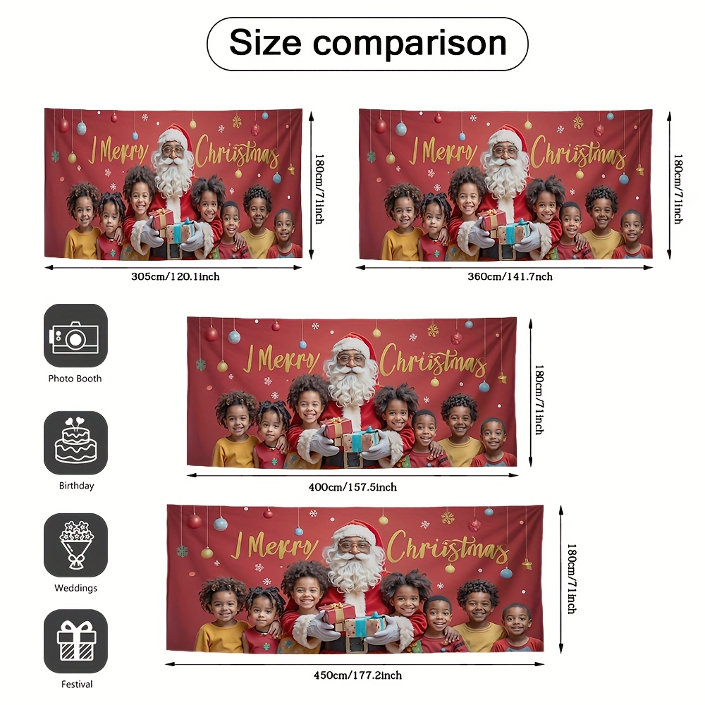 Tegooe Large African American Santa Kids Garage Door Banner Festive OutdoorIndoor Christmas Backdrop