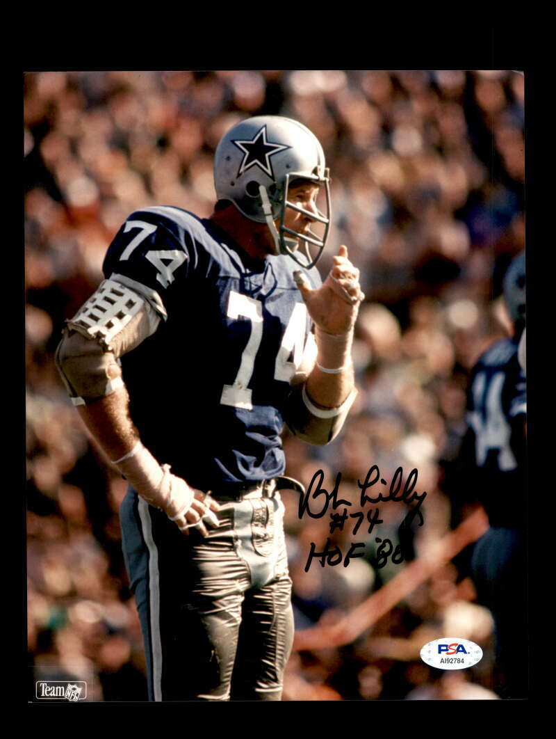 Bob Lilly PSA DNA HOF 80 Signed Dallas Cowboys 8x10 Autograph Photo Poster painting