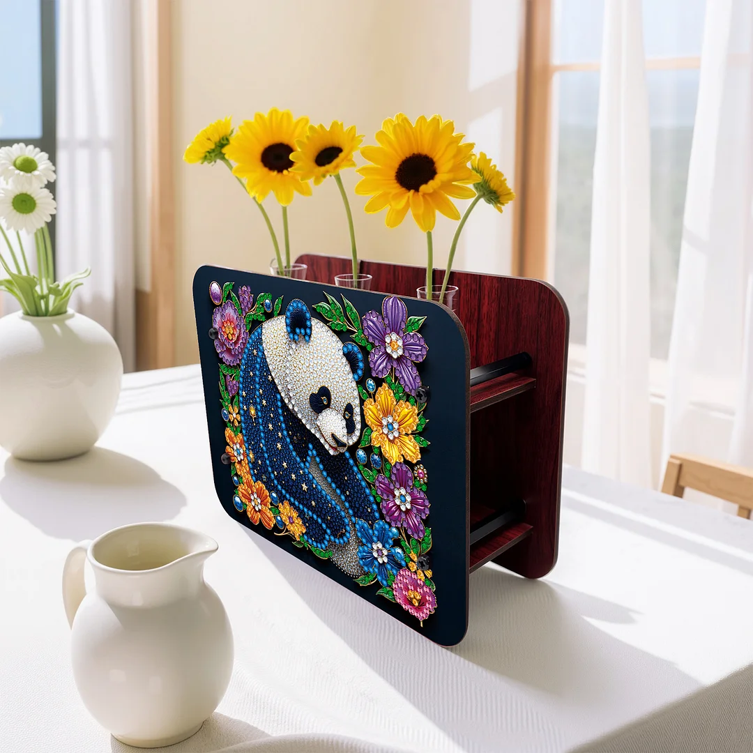 Gem Panda DIY Diamond Painting Wooden Tube Vase for Adults Gift Idea Home Decor