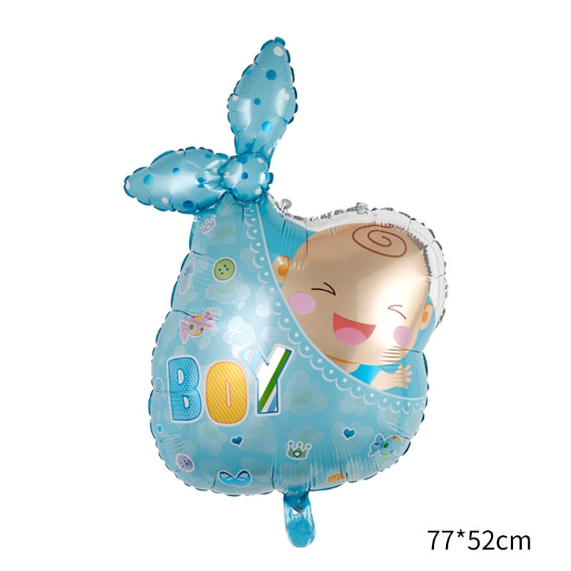 5 Pieces Cartoon Baby Baby Baptism Aluminum Film Balloon Baby Shower Baby Bottle Foot Stroller Balloon