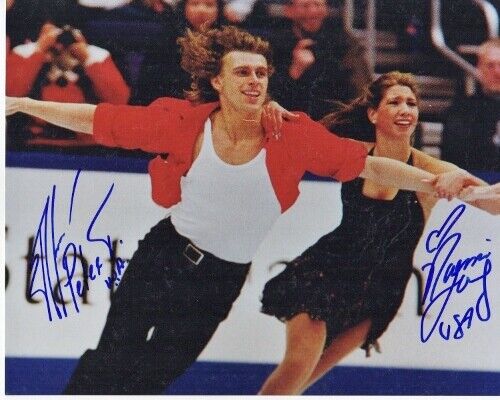 Noami Lang and Peter Tchernyshev Signed Olympic Figure Skater 8x10 inch Photo Poster painting -2