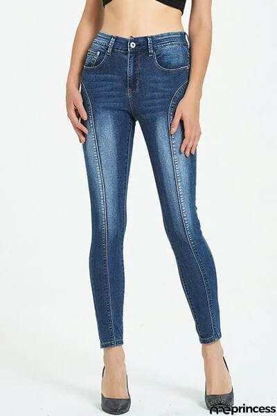 Side Stripe Cropped Skinny Jeans