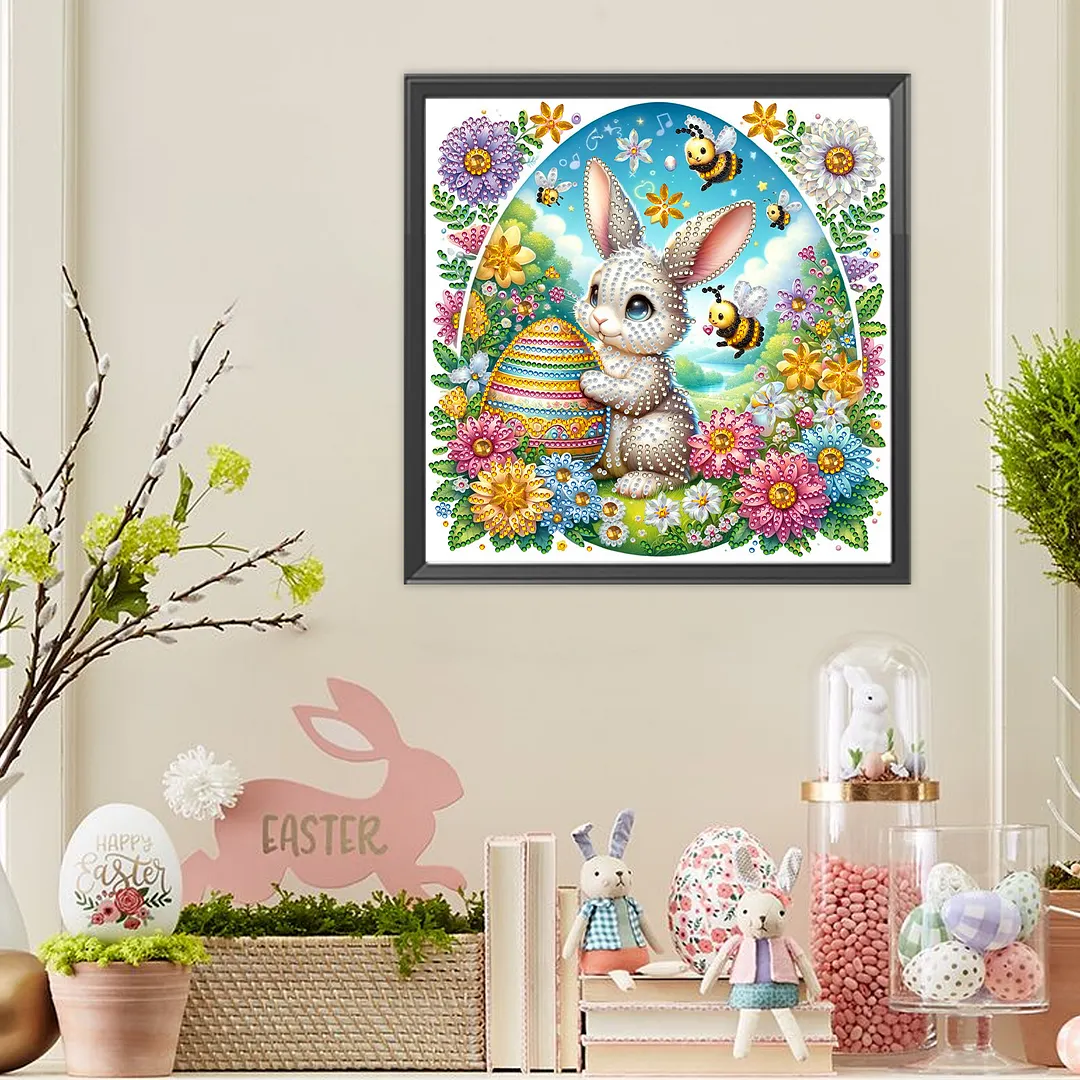 Easter Egg Special Shaped 5D DIY Partial Drill Diamond Painting Kits for Adults Beginners Home Decor Diamonds Dots Gem Art Kits 11.81x11.81inch