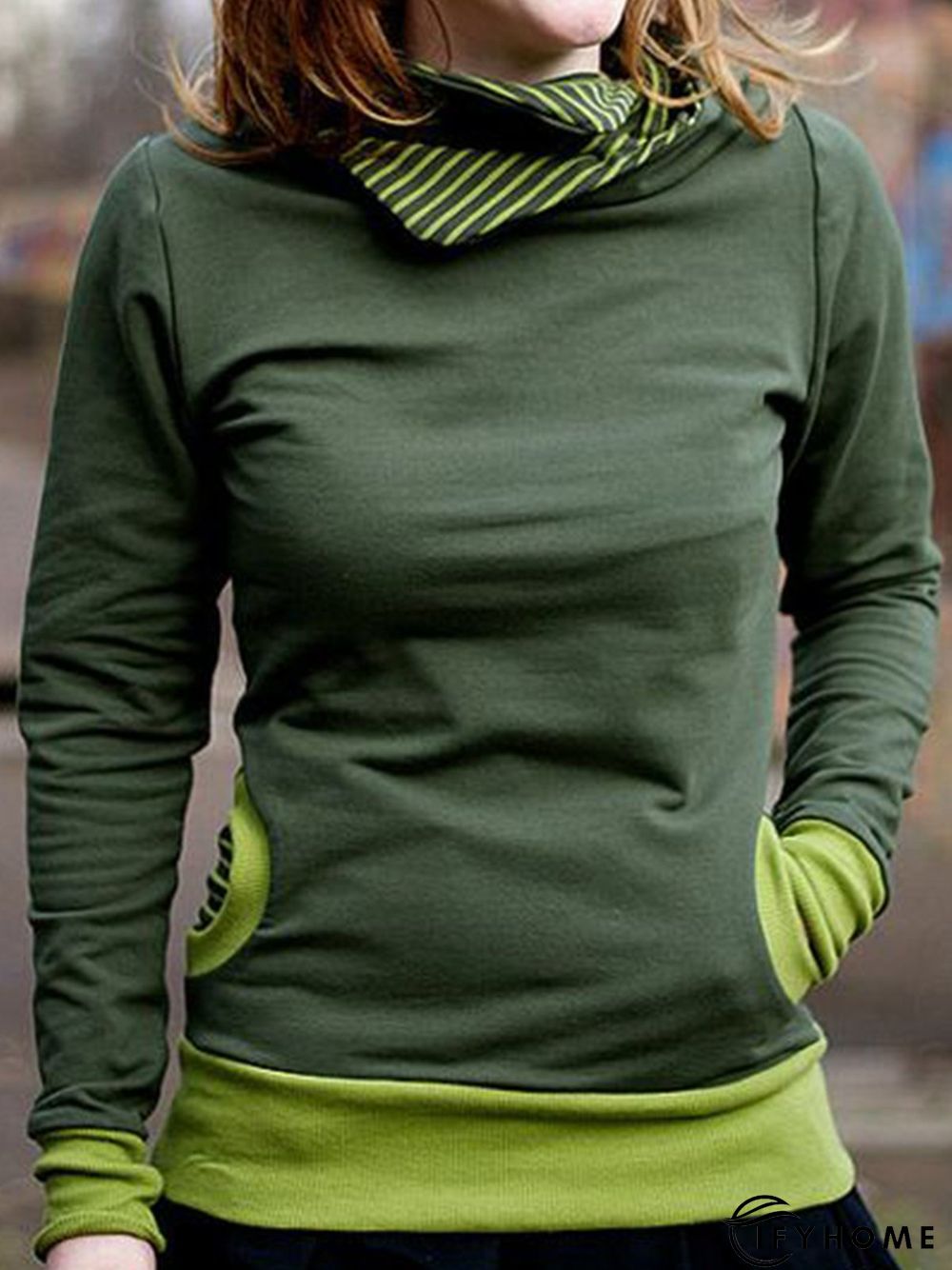 Plus Size Sleeve Cotton-Blend Plain Casual Sweatshirts | IFYHOME