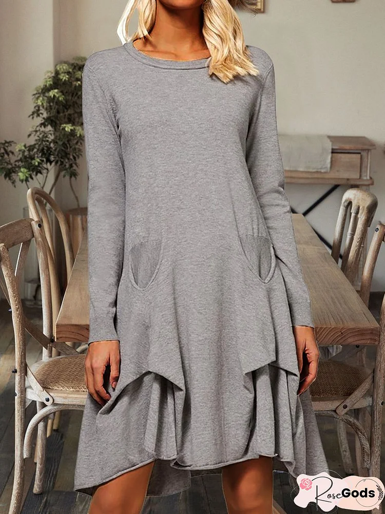 Crew Neck Regular Fit Casual Dresses