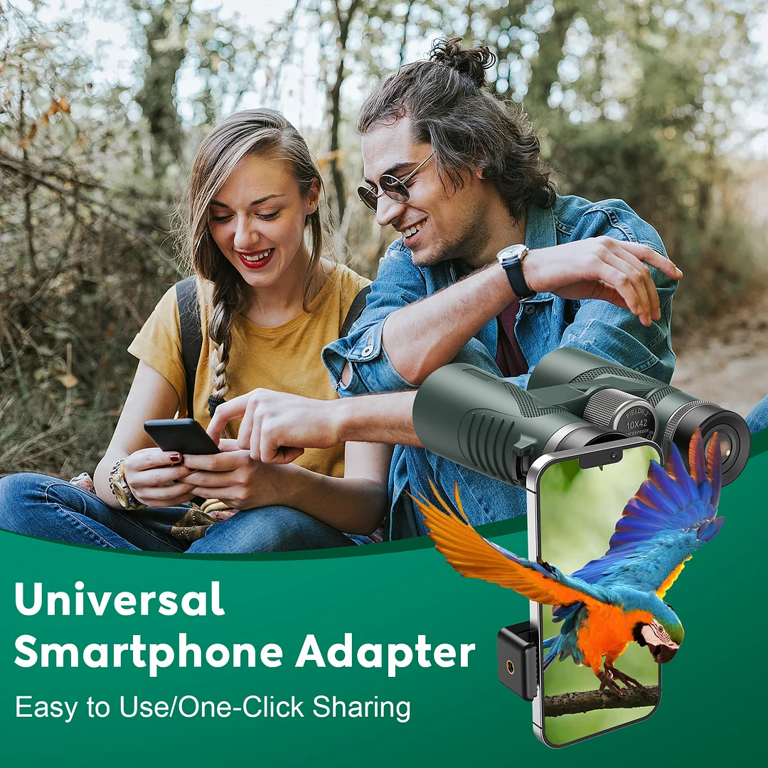 HD Binoculars for Adults, Lightweight Waterproof, High Powered with Upgraded Phone Adapter (green)